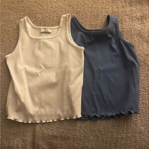 Crewcuts Ribbed Tank Top Set - White and Blue